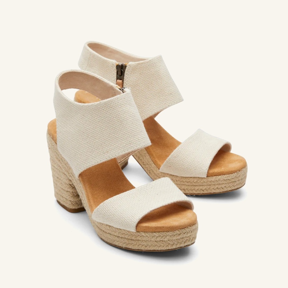 Toms Beige Espadrille Wedge Sandals